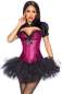 Preview: Satin-Corsage mit Spitze pink-schwarz S-13046-036 Preview: Satin-Corsage mit Spitze pink-schwarz S-13046-036