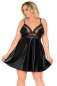 Preview: Schwarze Wetlook-Chemise mit Spitze schwarz 2-5366 Preview: Schwarze Wetlook-Chemise mit Spitze schwarz 2-5366
