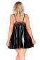 Preview: Schwarze Wetlook-Chemise mit Spitze Preview: Schwarze Wetlook-Chemise mit Spitze
