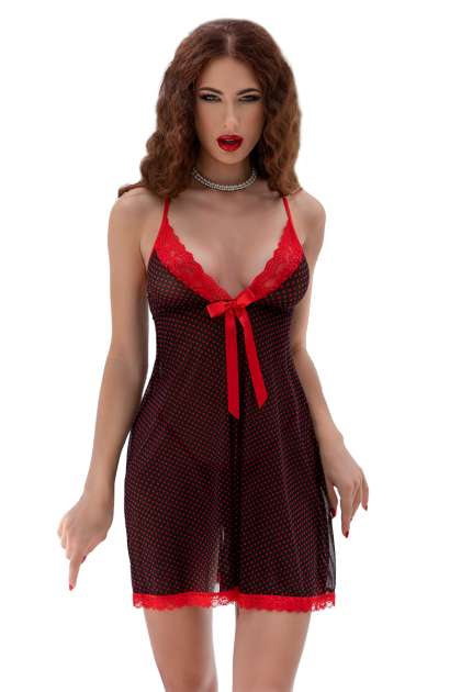 Babydoll CR4459 schwarz/rot