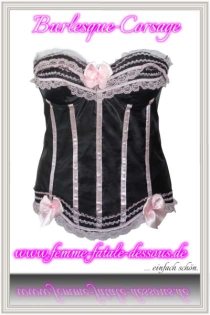 Burlesque-Corsage schwarz-rosa S-11892-060