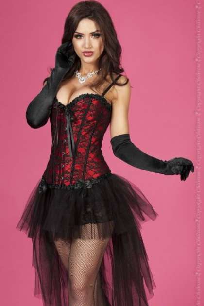 Corsage CR3306 schwarz- rot S-5299