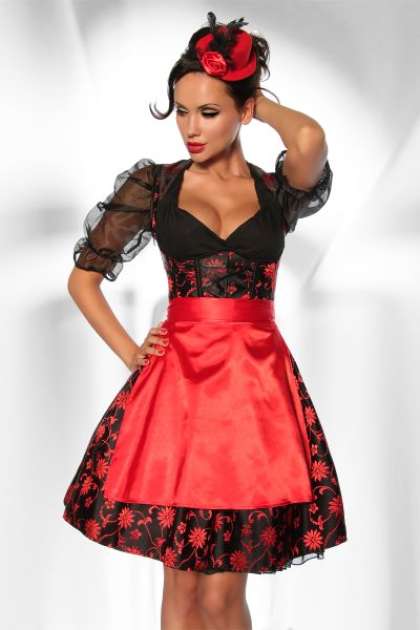 Dirndl in rot/schwarz