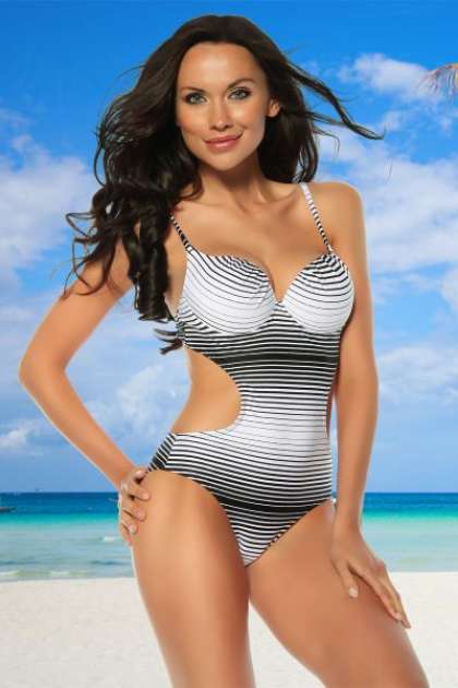 Monokini schwarz-weiss S-12832-010