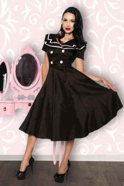 Rockabilly-Kleid schwarz-weiss S-12608-010