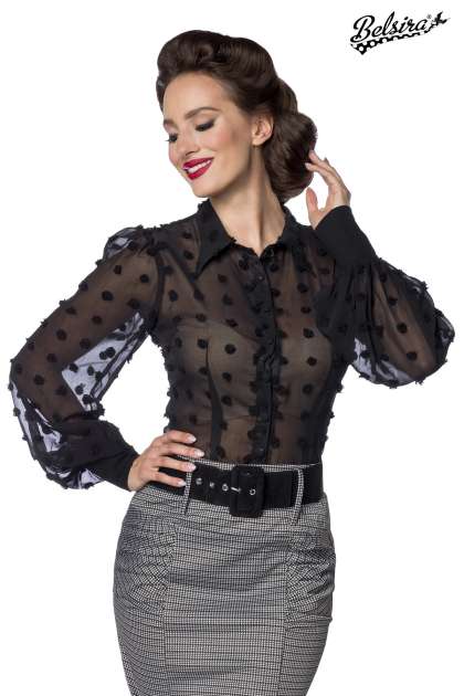 Vintage-Bluse schwarz S-50189-002