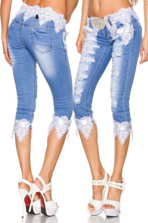 Capri-Jeans mit Spitze