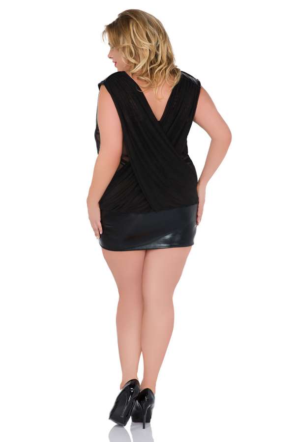 Chemise mit Wetlook-Saum und Tüll Chemise mit Wetlook-Saum und Tüll
