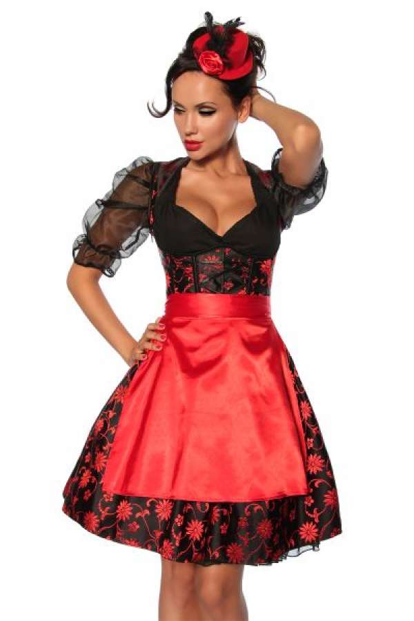 Dirndl in rot/schwarz