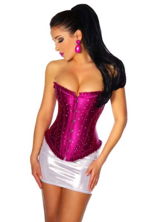 Feminine Satin-Corsage mit Strasssteinen in lila Feminine Satin-Corsage mit Strasssteinen in lila