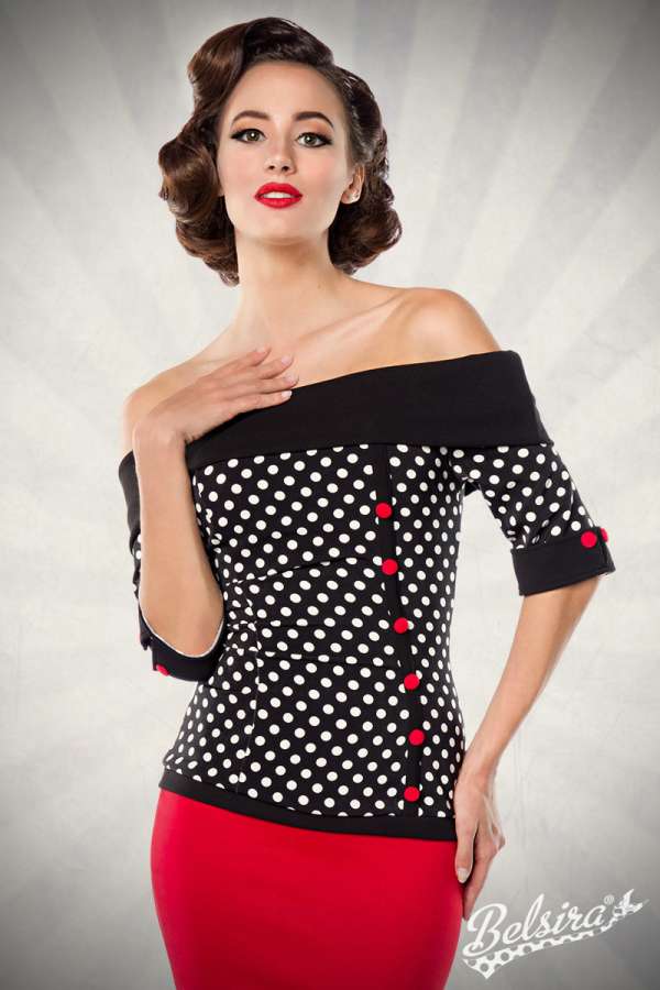 Jersey-Top schwarz-weiss-rot S-50055-119 Jersey-Top schwarz-weiss-rot S-50055-119