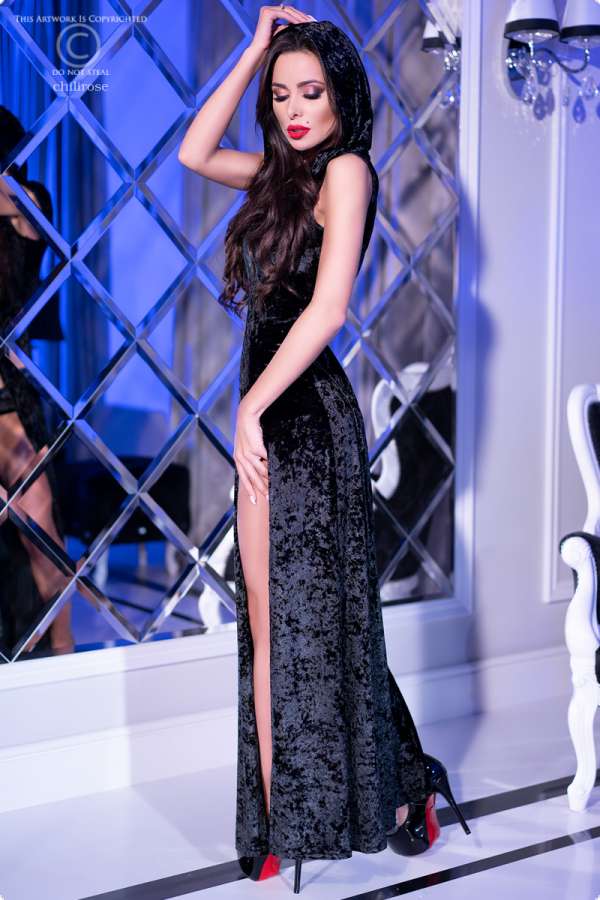 Kleid mit Kapuze CR4302 schwarz Kleid mit Kapuze CR4302 schwarz