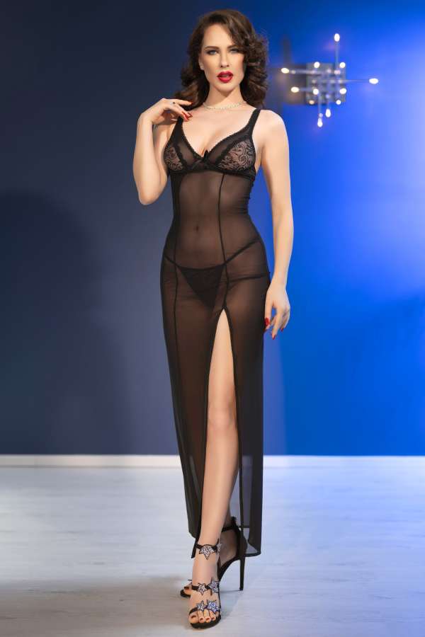 Langes Babydoll CR4723 schwarz schwarz 2-7545 Langes Babydoll CR4723 schwarz schwarz 2-7545