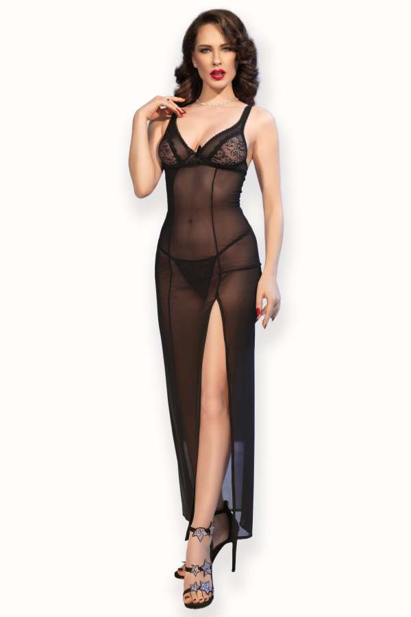 Langes Babydoll CR4723 schwarz Langes Babydoll CR4723 schwarz
