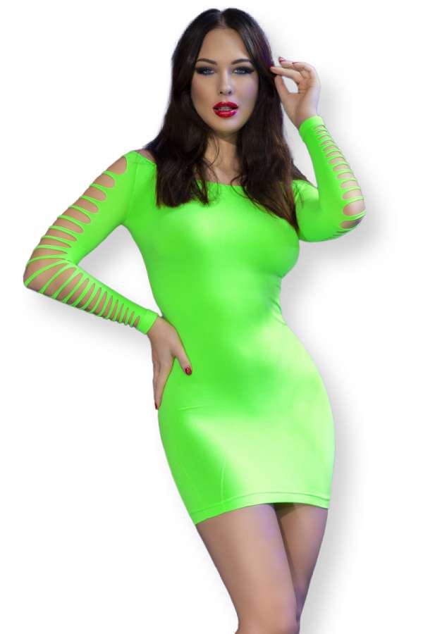 Nahtloses Minikleid CR4617 neongrün Nahtloses Minikleid CR4617 neongrün