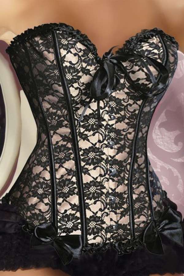 Spitzen-Corsage schwarz-creme S-12120-008 Spitzen-Corsage schwarz-creme S-12120-008