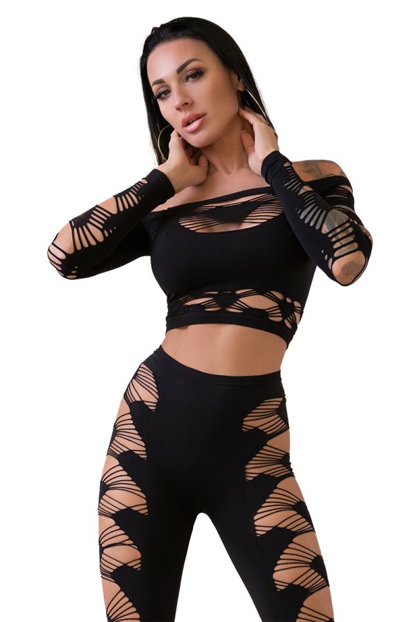 Top + Leggings CR4436 schwarz Top + Leggings CR4436 schwarz