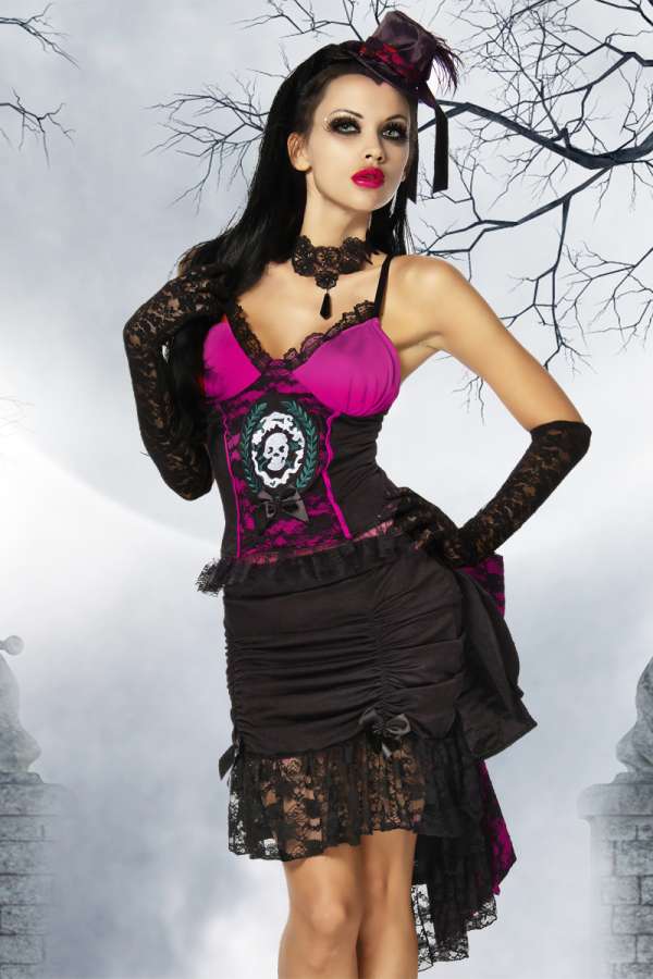 Vampirkostuem schwarz-pink S-12150-004 Vampirkostuem schwarz-pink S-12150-004
