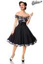 schulterfreies Swing-Kleid schwarz-gemustert 1-50058-152